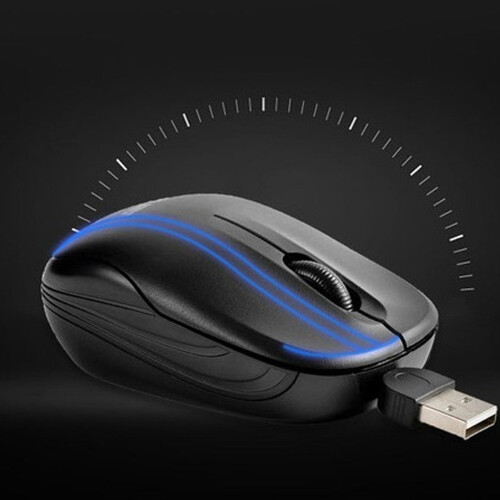 Corded Mouse Retractable Cable Small Pocket Mouse Optically 1