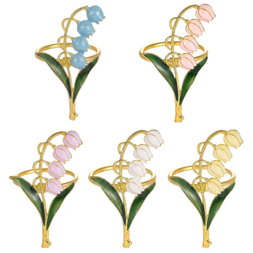 Set of 6 Metal Napkin Holders Rustproof Delicate-White 1
