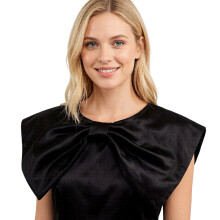 Satins Bows Tie Collar Elegant Dress Accessory Detachable-Black