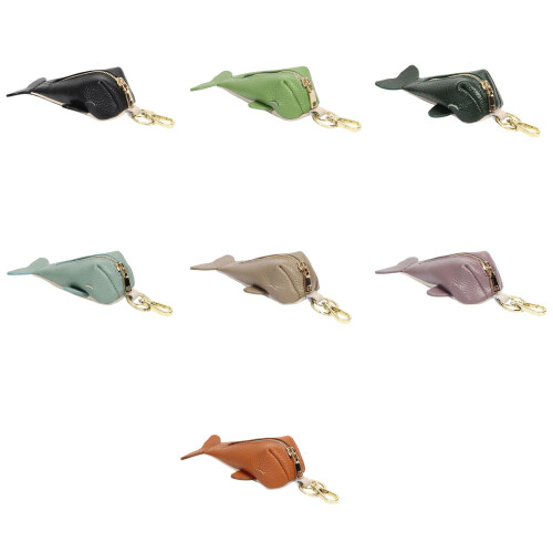 Whale Coin Purse Keychains Leather Change Purse-Fruit green 1