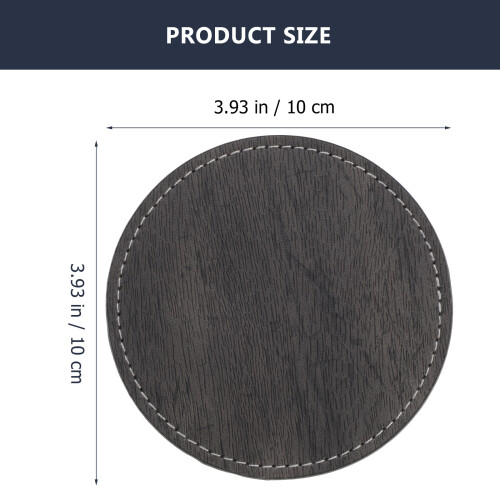 Leather Coaster Set – Dark Grey, 10 cm Square 2
