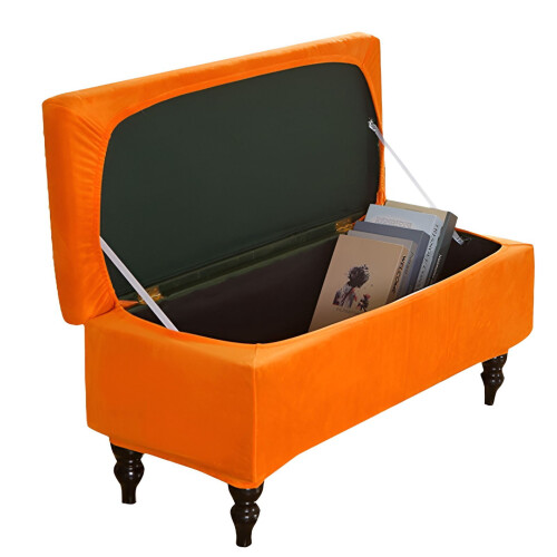 Ottoman cover silver fox velvet rectangle 1 piece