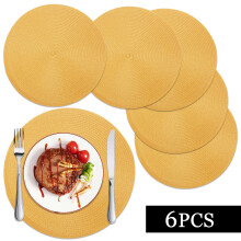Gevlochten ronde placemats set van 6 – 38 cm, katoenmix