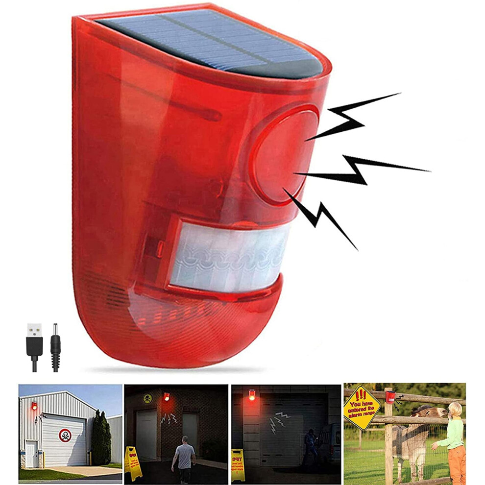 Solar Motion Alarm With Siren & Strobe Light 9495693664225