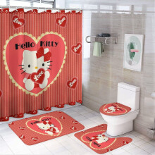 Hello Kitty Duschvorhang-Set mit rutschfester Badematte und