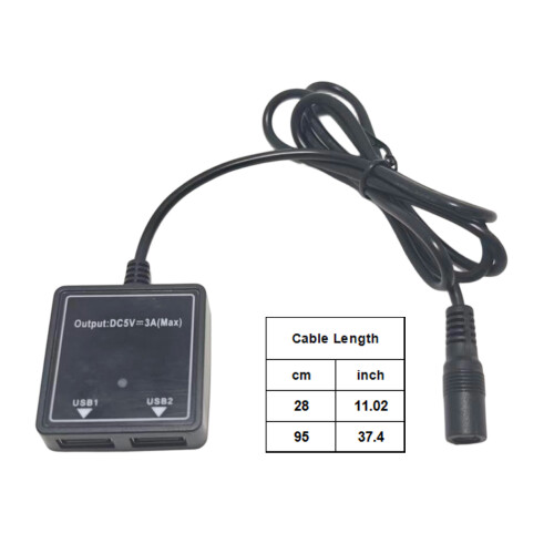 DC6V30A to 5V3A USB Fast Charge Car Charging Adapter-95cm 1
