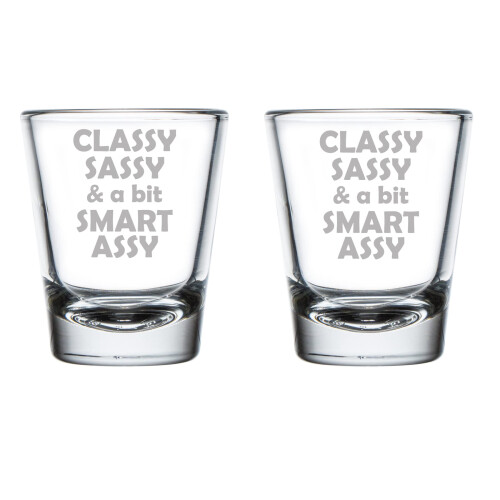 Set di 2 bicchierini da shot, 50 ml, eleganti e sbarazzini
