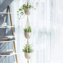 Decoración para cestas colgantes de macramé