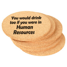 6-Piece Cork Drink Coasters – HR-Themed Funny Set