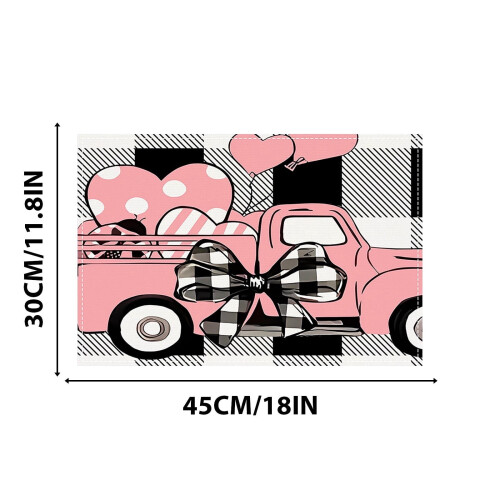 Roze linnen placemat voor Valentijnsdag 2
