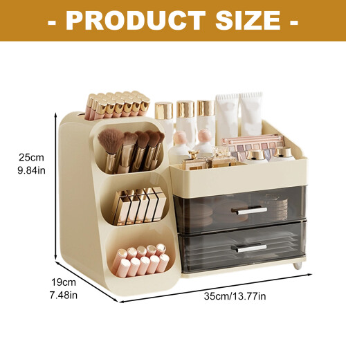 Practical ABS Transparent Cosmetic Box Multi Functional-Beige 2