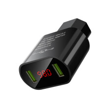 Adaptateur de charge Ă 2 ports USB, puce intelligente de-Noir