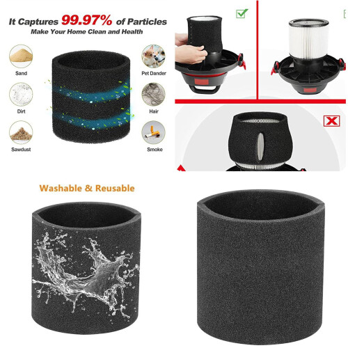 Filtro de funda de espuma de algodón lavable Shop Vac90585 1