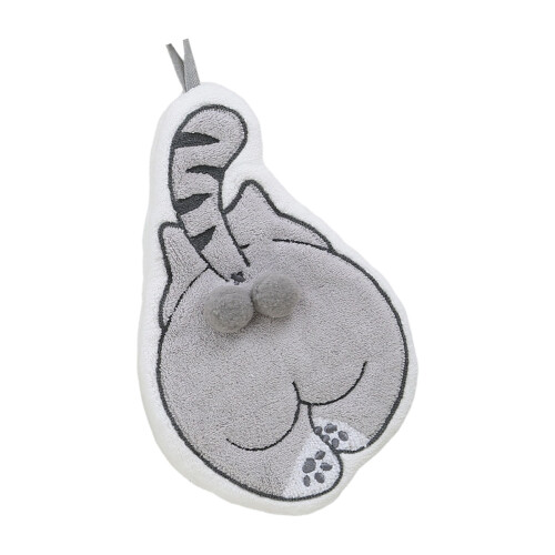 Microfiber Hand Towel Lovely Cats Shape Water Absorbent-Gray