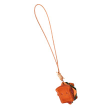 Pizza Sandwich sleutelhanger handgemaakte lederen-oranje.