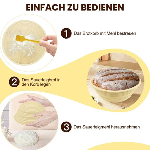 Sourdough fermentation kit, complete bread baking accessories, including round and oval silicone proofing baskets, dough scraper, b 1