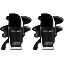 wet n wild Wild Shine Nail Polish, Black Crème | Pack of 2