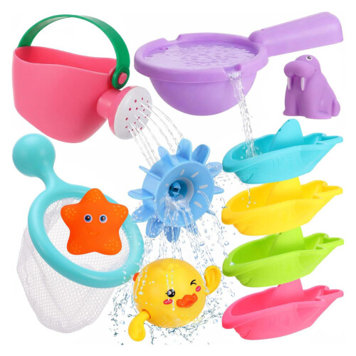 Stacking Cup Bath Toy Funny Water Activity Set With-5pcs pink 2