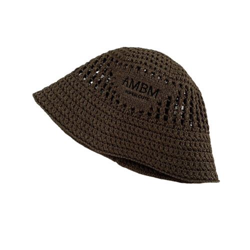 Adjustable Foldable Bucket Hat Hollows Trendy Embroidery-coffee