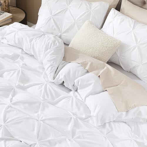Housse de couette 3 pièces à plis pincés couleur avoine Queen 2