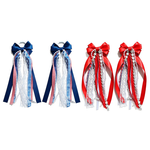 Western Cowboy Boot Bows Ribbon Bows With Star-Navy blue 1