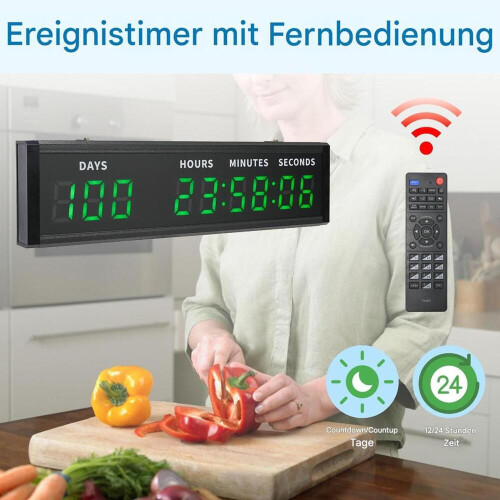 LED Countdown Timer, Gym Timer, 9-Digit, 2-Inch Digits, 999-Day Short-Term Timer, Student & Office 2