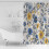Gelber und blauer Duschvorhang mit Blumenmuster, 183 x 183 cm 2