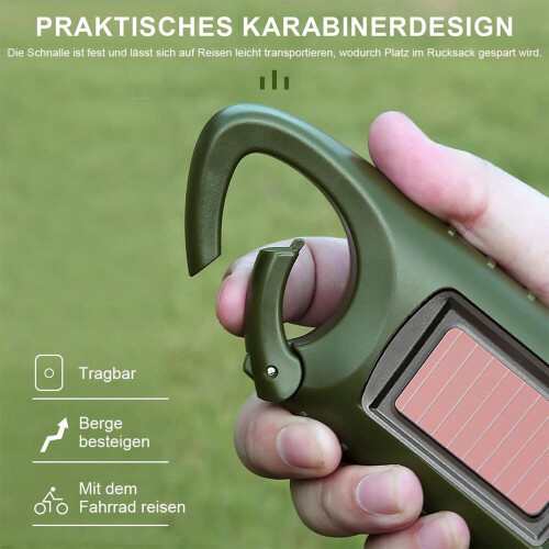 Solar & Hand Crank Flashlight | 3-Pack Mini LED Flashlight, USB/Type-C & Emergency Power Function, Outdoor, EDC, Emergency (Green) 1