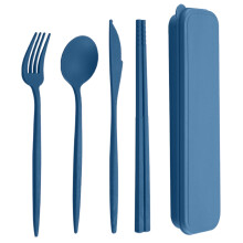 Ensemble de 4 couverts réutilisables en plastique avec boîte de rangement