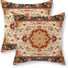 Boho-Leinen-Kissenbezüge, 45 x 45 cm, 2er-Set