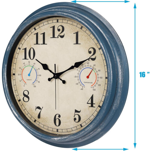 16-tums utomhusväggklocka med termometer och hygrometer 1