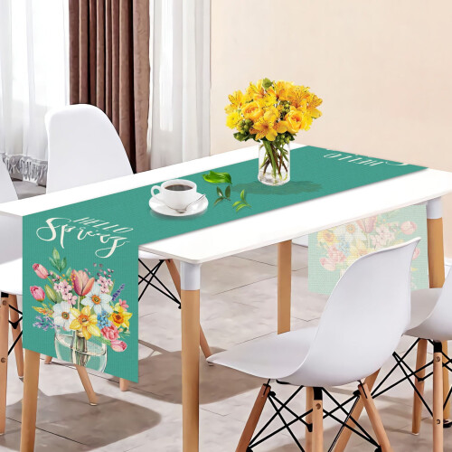 Chemin de table en coton et lin pour tables à manger et tables basses