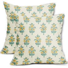 Conjunto de 2 capas de almofada florais 50x50cm (20x20 polegadas) em amarelo-água