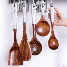 Ensemble d'ustensiles de cuisine en teck, 3 pièces