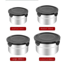 Stainless Steel Food Storage Box Round Sealed 1 Piece