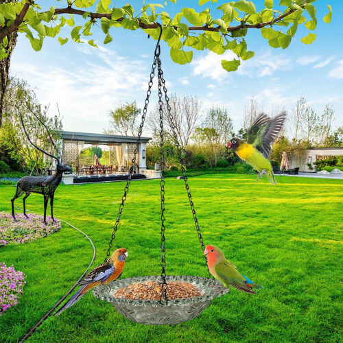 Acrylic Hanging Bird Feeder and Bath Bowl with Chain 1