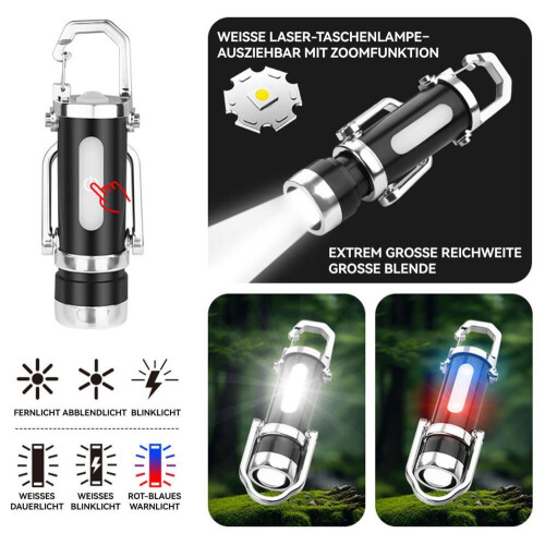2-Pack Super Bright Mini Keychain Flashlights, Waterproof, 1200LM, Features include UV light, telescopic zoom, power bank functiona 1