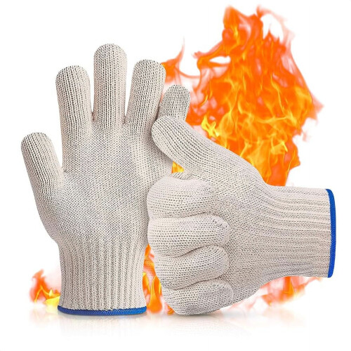 Hitzebeständige Ofenhandschuhe, weiß, 2er-Pack