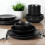 16-Piece Stoneware Dinnerware Set – Semi-Matte Black 4
