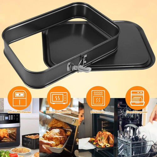 Bread baking pan, rectangular springform pan with serving base, 28x14.2x6.5cm, DIY baking cake pan with non-stick coating, easy to 2
