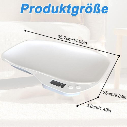 Pet scale for small pets – Digital precision scale with 1g increments – 15 kg – LCD display – also usable as a kitchen scale 1