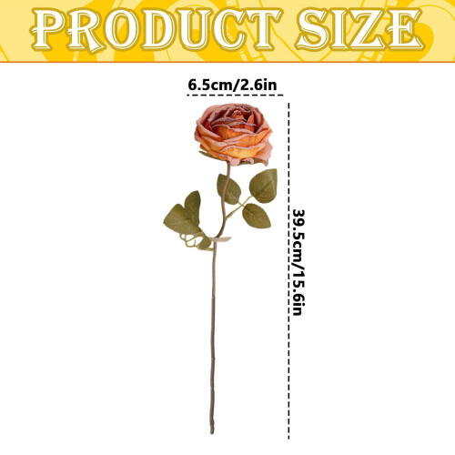 1 stk. 39 cm realistisk kunstig rose med lang stilk 2
