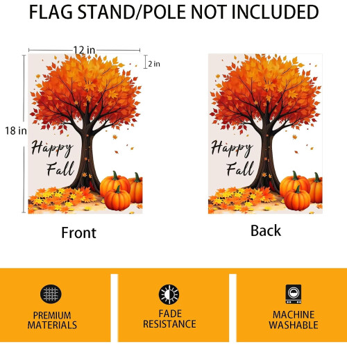 Herbstliche Gartenflagge, 12 x 18 Zoll, doppelseitig, Polyester 2