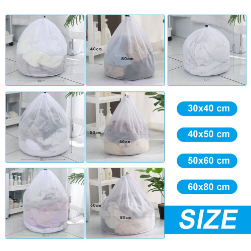 Reusable Drawstring Laundry Bag Mesh Heavy Duty 60L 1
