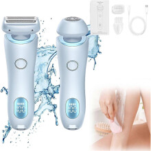 (Blauer) Bikini-Trimmer für Damen, elektrischer Rasierer für Damen, IPX7 wasserdicht, für Nass- und