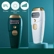 (Vit) 990000 Flash IPL-laserhårborttagningsapparat med kvartslampa och fotonteknik, 5 steg,