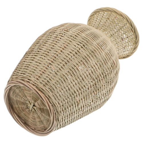 Håndvevd bambusvase olivengrønn 18,5 cm 1