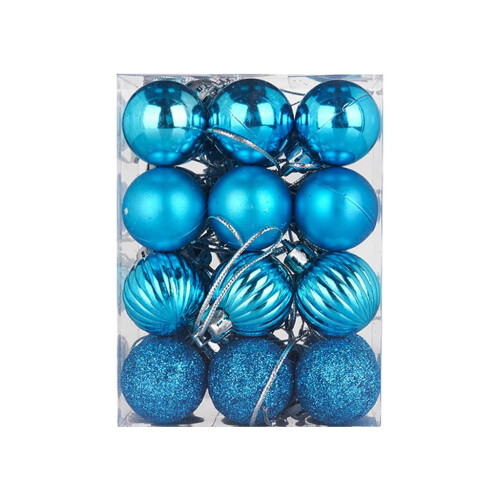 24pcs 30mm Sky Blue Christmas Baubles 1
