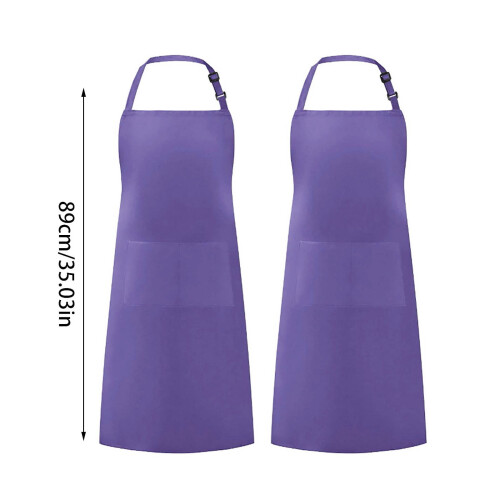 Delantal de chef de algodón liso con bolsillo grande 2