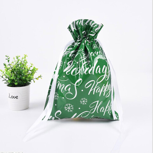 Weihnachtsgeschenktüten mit Kordelzug, 10 Stück